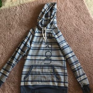 blue and white striped hoodie
